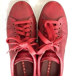 Prada Men’s Red Saffiano Leather Sneakers size 43